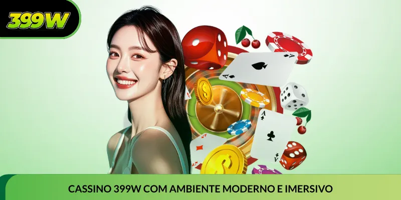 Cassino 399W com ambiente moderno e imersivo